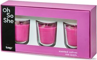 Tag Scented Votive W/Rose Quartz Stones S/3 Fuchsia Glass Everyday in Pink at Nordstrom