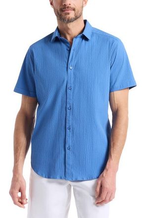 Robert Graham Thresher Short Sleeve Button-Up Shirt in Blue at Nordstrom, Size Xxx-Large