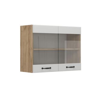 Vicco Mobile Da Cucina In Vetro R-line, Bianco Casa Di Campagna, 80 Cm Vicco
