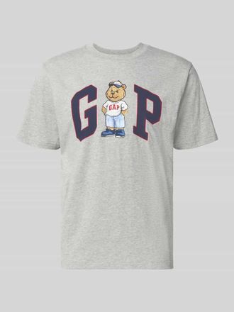 GAP Regular Fit T-Shirt mit Logo-Print in Mittelgrau Melange, Gr&ouml;&szlig;e XXL