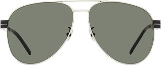 Saint Laurent SL Monogram Aviator Sunglasses - Silver