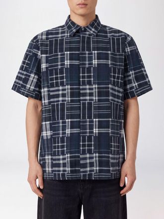 ERL Camicia patchwork in cotone a maniche corte con bottoni a scomparsa