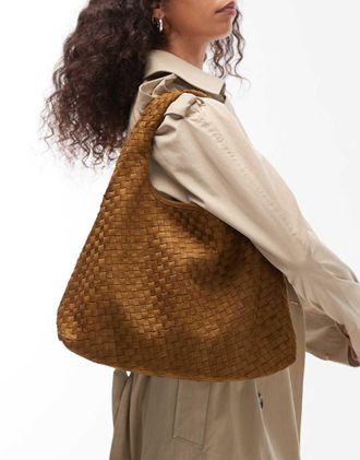 JW PEI Lara - Borsa da spalla in camoscio sintetico verde oliva intrecciata