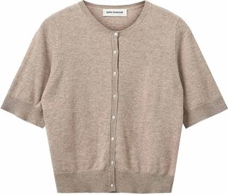 Sofie Schnoor Bruin Melange Cardigan met Korte Mouwen - Dames - Vesten - Bruin - M - Wol - Truien & Vesten