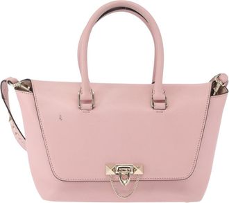 Valentino Garavani Demilune Flap Satchel Leather Pink Leather Handbag (Pre-Owned)