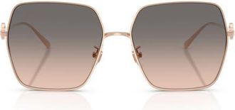 Tory Burch 58mm Gradient Square Sunglasses in Rose Gold /Brown /Grey at Nordstrom