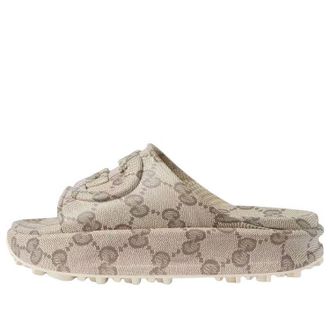 Gucci GG Slide Sandal Interlocking G - Beige Ebony 725535-JAAC6-9742