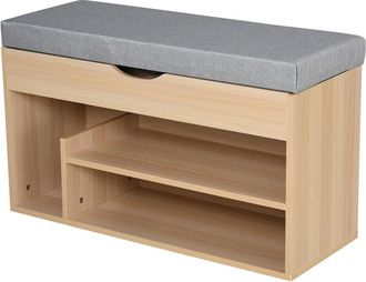 HOMCOM Homcom - Scarpiera 2 in 1, Panca in Legno con Scomparto Nascosto, 80 x 30 x 48cm