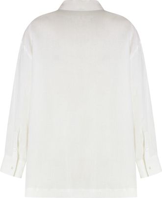 Max Mara Womens Shirt Varese Linen Optical White