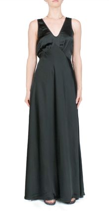 Ciao Lucia Reine Satin Maxi Dress In Black