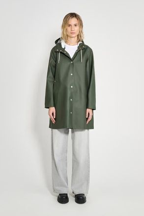 Stutterheim Mosebacke Hooded Long Sleeve Raincoat in Green at Nordstrom, Size X-Small