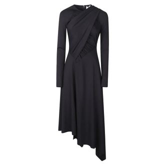 Victoria Beckham Midi Dresses, female, Black, Size: XS Long Sleeve Wrap Dress