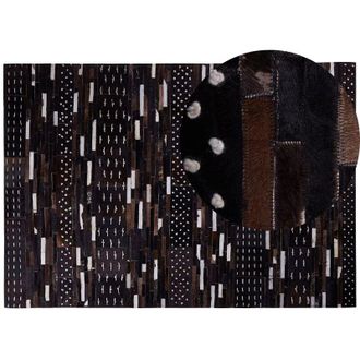 Beliani Rug AKSEKI Dark Brown 160 x 230 cm Leather