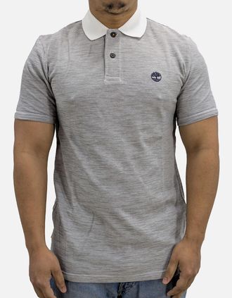 Timberland Mens Timberland Mens Polo Shirt Summer SS Club Pique Polo Short Sleeve Casual Plain - Grey - Size: 42