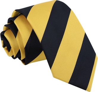 DQT Stripe Patterned Casual Business Party Work Modern Style Slim Neck Tie for Men in Yellow and Black