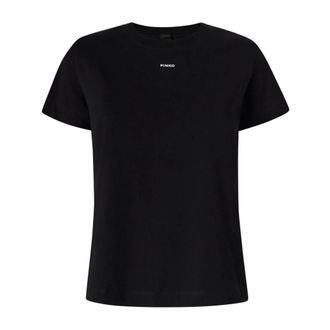 Pinko Pinko, Tops, Dames, Zwart, XS, Basico T-Shirt Jersey Logo