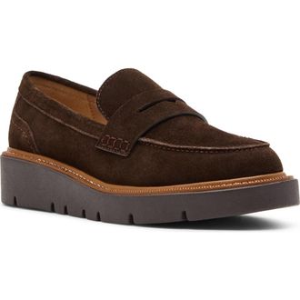 Blondo Mariana Waterproof Platform Penny Loafer in Java Suede at Nordstrom Rack, Size 6.5