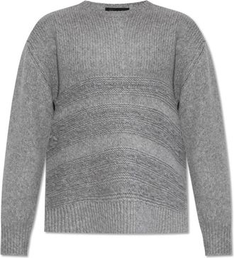 Fabiana Filippi Trui met zijsplitten - Dames - Ronde hals truien - Grijs - 2XS - Wol - Truien & Vesten
