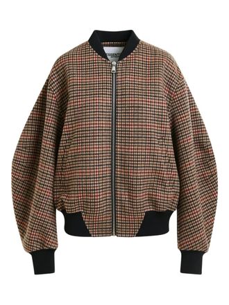 Essentiel check-pattern bomber jacket - Brown