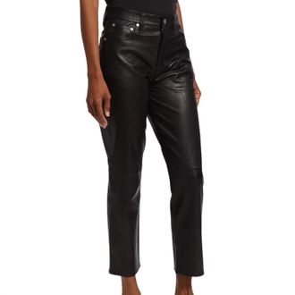 Rag & Bone Leather Slim Fit Pants In Black