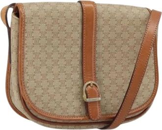 Celine Pre-owned Cross Body Bags, female, Beige, Size: ONE SIZE Pre-owned Vintage Canvas Shoulder Bag