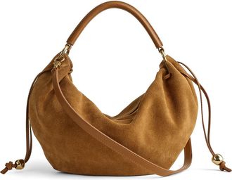 Madewell The Camren Gathered Suede Shoulder Bag in Aged Cognac at Nordstrom