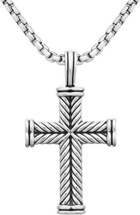 David Yurman Pendente Chevron Cross in argento sterling (33,5mm)