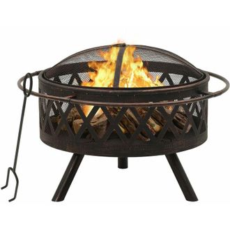 vidaXL Brasero R&uacute;stico Con Atizador Acero Xxl 76 Cm Vidaxl