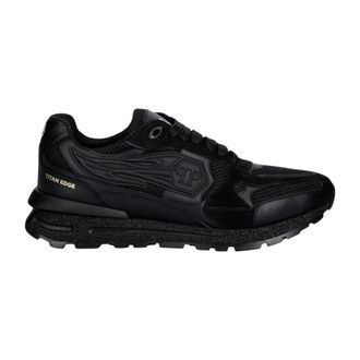 Philipp Plein Schoenen, Heren, Zwart, 41 EU, Leer, Runner Titan Edge