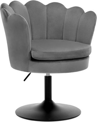Woltu Taburete Silla De Maquillaje Silla Con Asiento En Forma De Flor Dormitorio, Gris Oscuro - Woltu