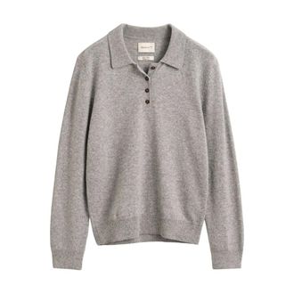 GANT Truien & Vesten, Dames, Grijs, S, Wol, Ronde hals gebreid