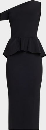 La Petite Robe Di Chiara Boni Bodycon One-Shoulder Peplum Midi Dress