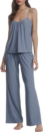 Eberjey Gisele Printed Camisole Pants Pajamas in Duo Stripe Slate Blue at Nordstrom, Size X-Large