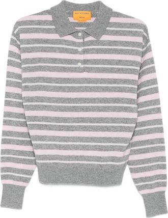 Guest In Residence Collegiate Stripe polotop met lange mouwen - Grijs