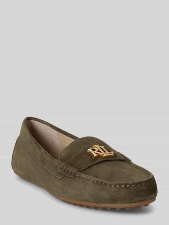 Lauren Ralph Lauren Slipper aus echtem Veloursleder in Dunkelgruen, Gr&ouml;&szlig;e 36,5