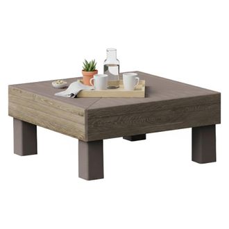 Dmora Mesa De Exterior Ionia, 4 Plazas, Mesa Cuadrada, Longitud M&aacute;xima 65 Cm, 65x65x29h Cm, Color Nogal Marr&oacute;n
