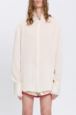 Ann Demeulemeester Camicia standard Ann Demeulemeester Flosi con colletto alla coreana e volant in creponne di seta