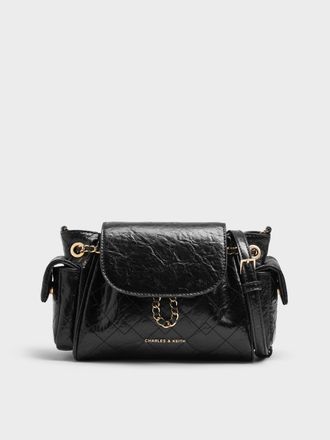 Charles & Keith Duo Quilted Two-Way Front Flap Backpack