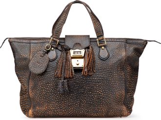 Gucci Pre-owned Womens Leather Tote Bag Tassel Detail - Dark Brown - One Size