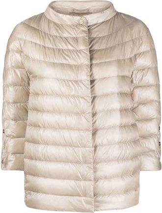 Herno mock-neck quilted puffer jacket - women - Polyamide/Cotton/Polyester/Polyamide/Goose Down/Feather Down - 38 - Neutrals