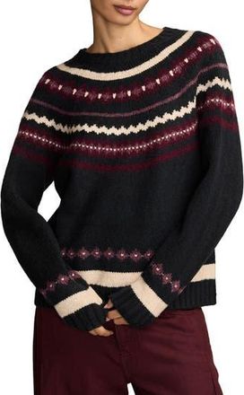Lucky Brand Fair Isle Crewneck Sweater in Black Iris at Nordstrom Rack, Size Medium