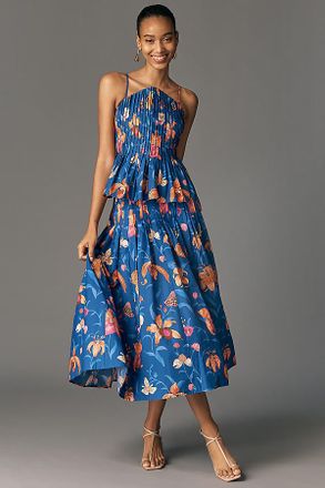 Farm Rio Pintuck Cotton Midi Skirt