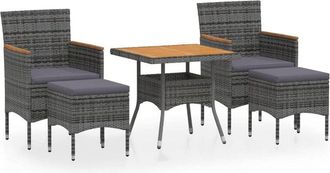 vidaXL Vidaxl - Set De Comedor Jard&iacute;n 5 Pzas Rat&aacute;n Sint&eacute;tico Madera Acacia Gris