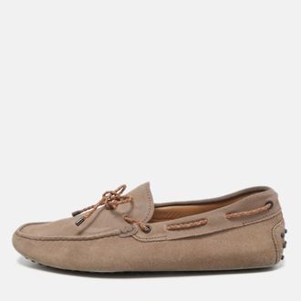 Tod's Tods Light Brown Suede Bow Slip On Loafers