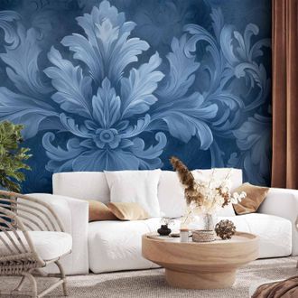 OEM Carta Da Parati Fotografica - Ornamento In Blu E Colori Freddi Decorazione Blu Scuro / Ornamento Blu In Tonalit&agrave; Fredde