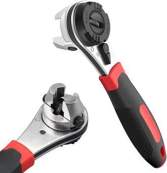 No Brand Llave De Carraca - Llave De Vaso Universal - Destornillador - Resistente A La Corrosi&oacute;n - 6-22 Mm - Cromado Negro