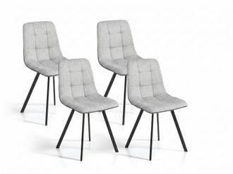 Pondecor Interiorismo Set de 4 sillas de comedor tapizadas en tela gris. 46&times;54&times;89 cm