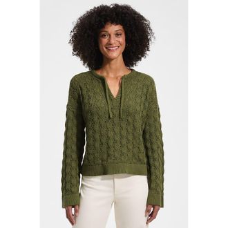 Lands End Drifter Tie Notch Neck Sweater in Artichoke at Nordstrom, Size X-Small