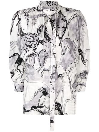 Stella McCartney horse print blouse - women - Viscose - 36 - Black