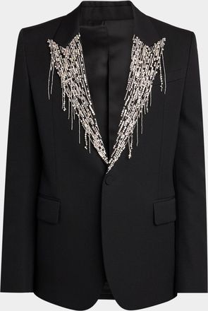 Alexander McQueen Mens Crystal Embroidery Single-Breasted Sport Coat